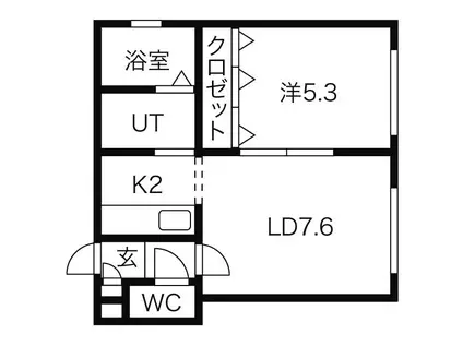 ルポ・エスポワール(1LDK/2階)の間取り写真