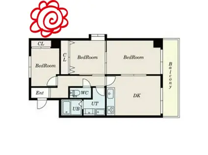 比枝コーポラス上町II(3LDK/4階)の間取り写真