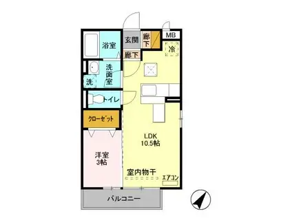 ダイヤファースト天久保(1LDK/1階)の間取り写真