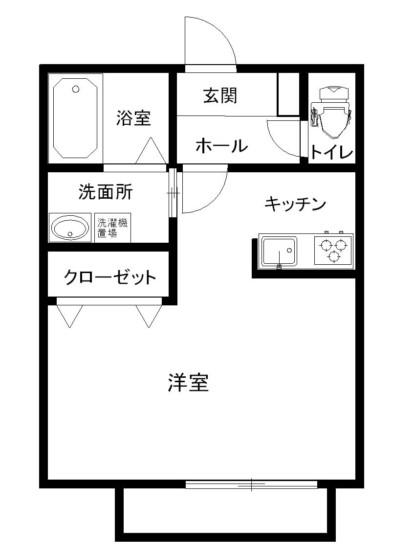 コンフォート(1K/1階)の間取り写真