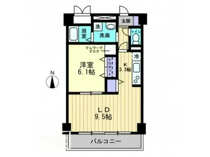 フィール上之町(1LDK/4階)の間取り写真