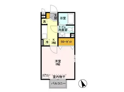 メゾンK江木(1K/2階)の間取り写真