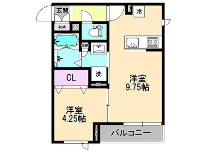 エクセレントパーク(1LDK/1階)の間取り写真