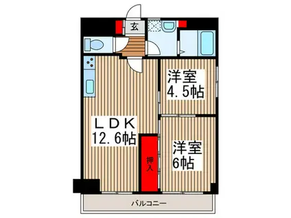 花見屋第二ビル(2LDK/3階)の間取り写真