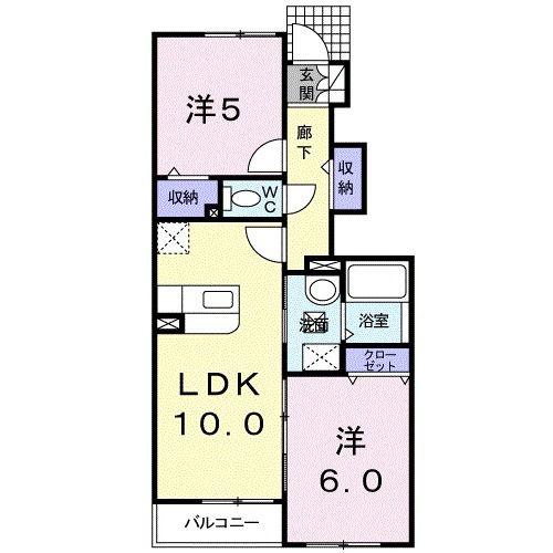 グランデ・ミロウ(2LDK/1階)の間取り写真
