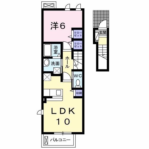 レット・イット・ビィ1(1LDK/2階)の間取り写真
