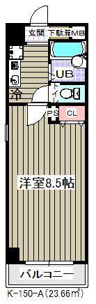 ガディスパーク行徳壱番館(1K/7階)の間取り写真