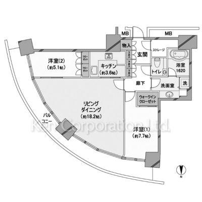 M.M.TOWERS FORESIS R棟ーB(2LDK/24階)の間取り写真