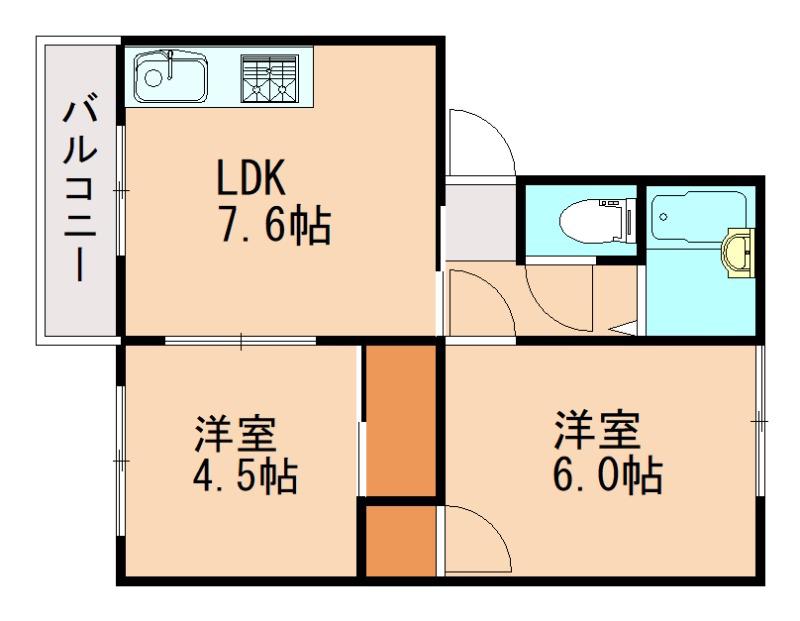 センダハイツ(2DK/1階)の間取り写真