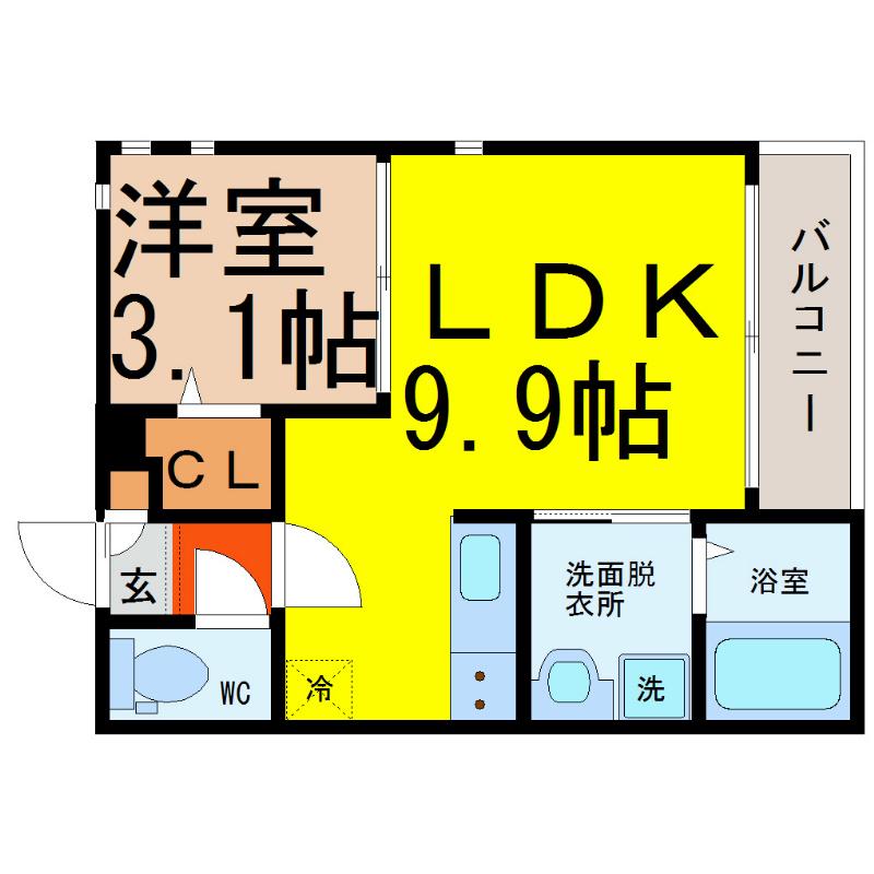 GRANDTIC 黒川 (1LDK/1階)の間取り写真