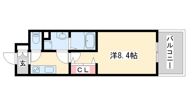 ARTIZA姫路(1K/11階)の間取り写真