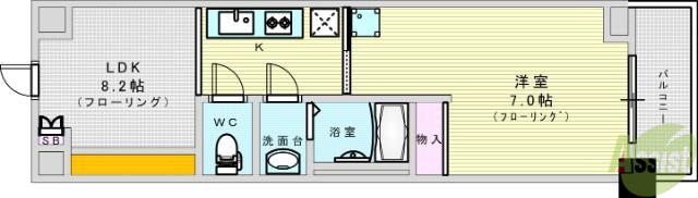 REーBE東三国(1LDK/9階)の間取り写真