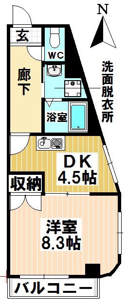 サンステイツ(1DK/2階)の間取り写真