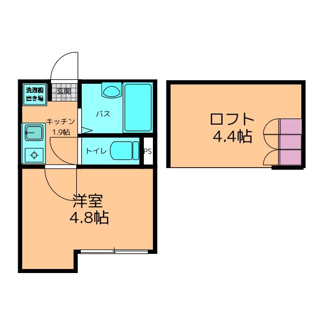 GLENDALE新川(1K/2階)の間取り写真