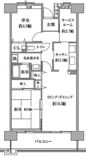T′S GARDEN清瀬(2SLDK/9階)の間取り写真