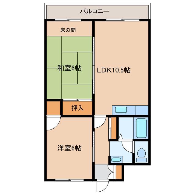 アーバン竹内(2LDK/4階)の間取り写真