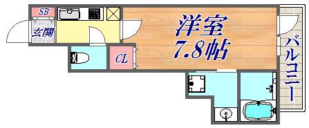 W-STYLE神戸(1K/9階)の間取り写真