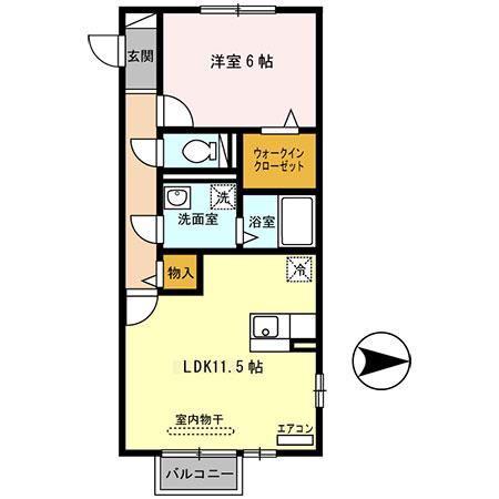 ドリーム葉月 七番館(1LDK/2階)の間取り写真