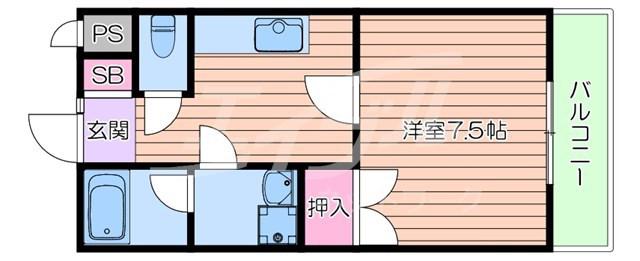 ビューテラスアタゴ(1DK/1階)の間取り写真