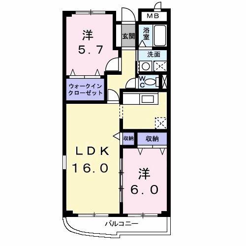 カレント(2LDK/3階)の間取り写真