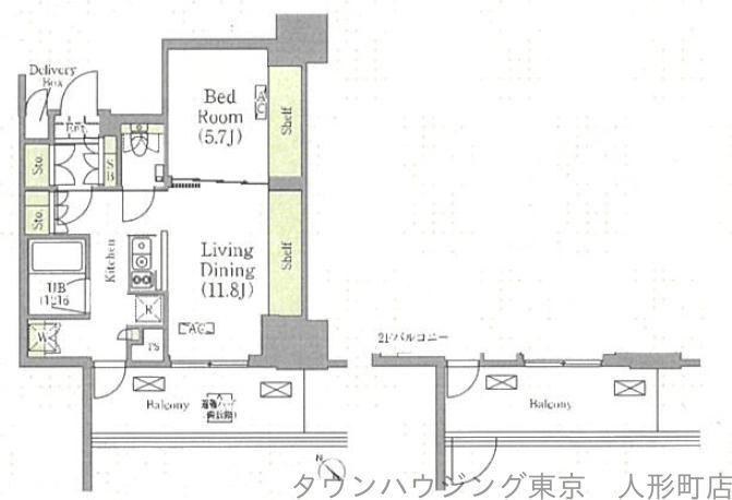 メゾンカルム日本橋馬喰町(1LDK/14階)の間取り写真