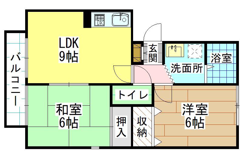 エル・クール(2LDK/3階)の間取り写真