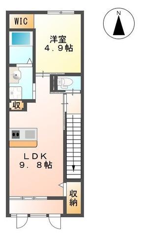 LARK HILLS(1LDK/2階)の間取り写真
