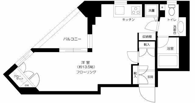 ヴィアシテラ新宿(ワンルーム/2階)の間取り写真