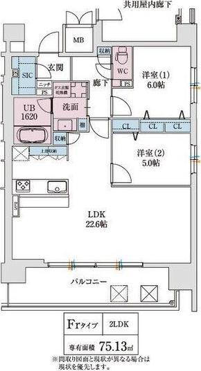 スプランディッド本町グラン(2LDK/19階)の間取り写真
