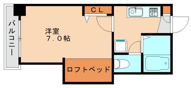 ヴェルデ香椎(1K/4階)の間取り写真