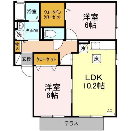 クレールカノン(2LDK/1階)の間取り写真