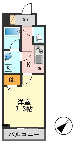 クレヴィスタ柴又(1K/2階)の間取り写真