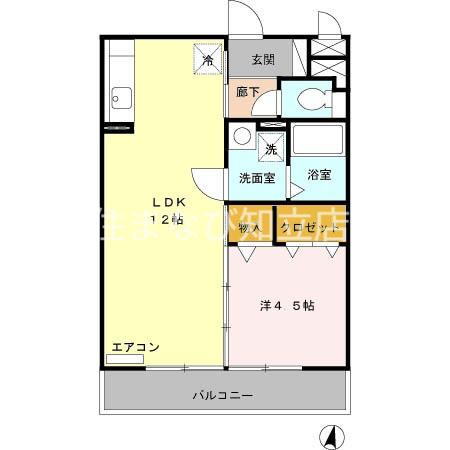 セジュール一ツ木(1LDK/1階)の間取り写真