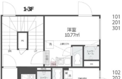 ノースヒル新宿ウエスト(ワンルーム/1階)の間取り写真
