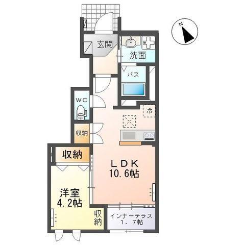 アジュール・M(1LDK/1階)の間取り写真