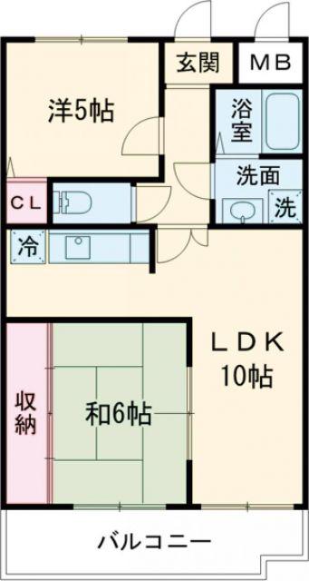 グランドールY(2LDK/5階)の間取り写真
