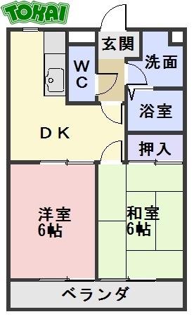プレシャス(2DK/2階)の間取り写真