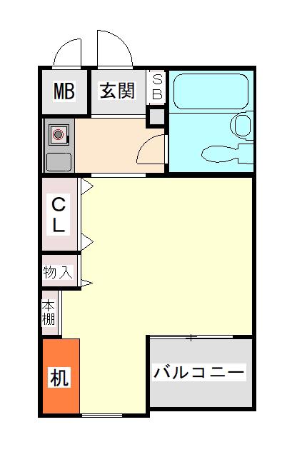 ラフェブランシュ岡本(ワンルーム/1階)の間取り写真