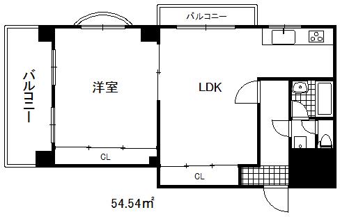 ビラユニオン兵庫(1LDK/2階)の間取り写真