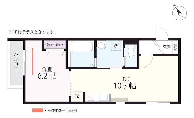 クワイエット クラブ ハウス トゥギャザー 上大岡(1LDK/1階)の間取り写真