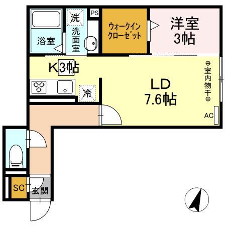 TIGER LILY(1LDK/2階)の間取り写真