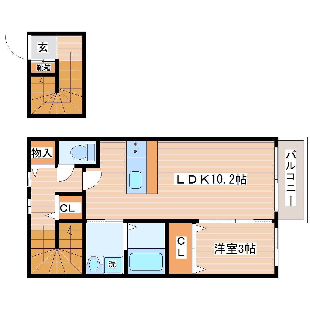 マノール(1LDK/2階)の間取り写真