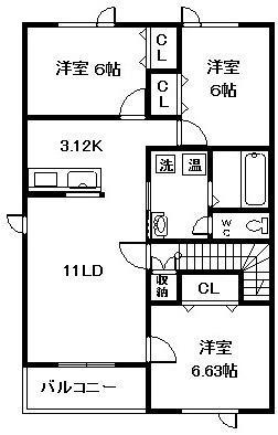 ALBIO III(3LDK/2階)の間取り写真