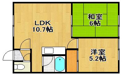 リバティI(2LDK/1階)の間取り写真