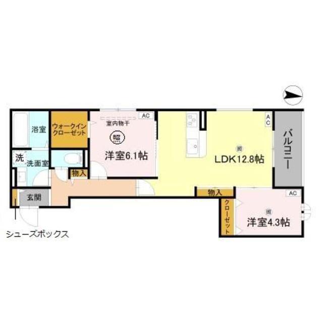 D-ROOM SUMIE イースト(2LDK/2階)の間取り写真
