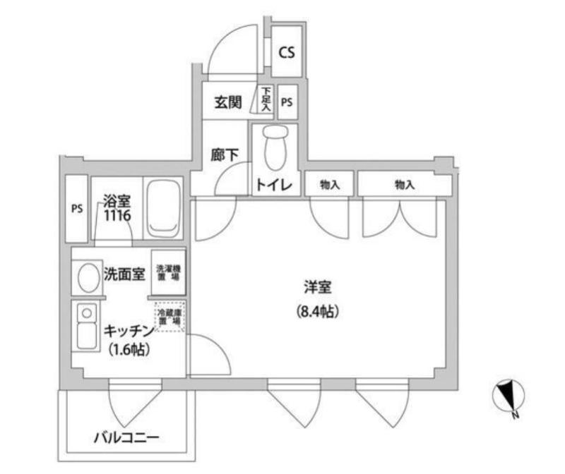 コンフォート東麻布(1K/3階)の間取り写真