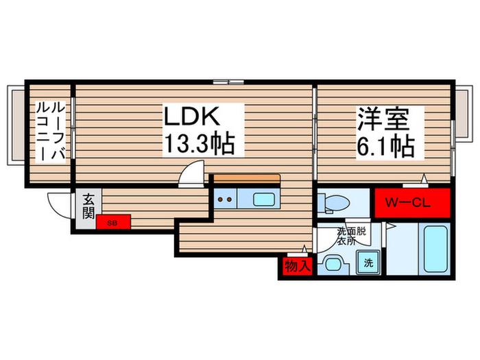 エスタブレB(1LDK/1階)の間取り写真