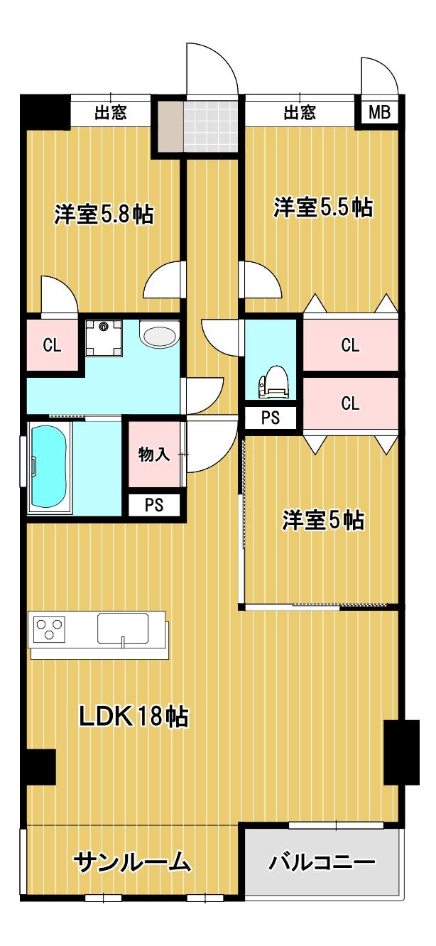 LEON篠崎(3LDK/1階)の間取り写真