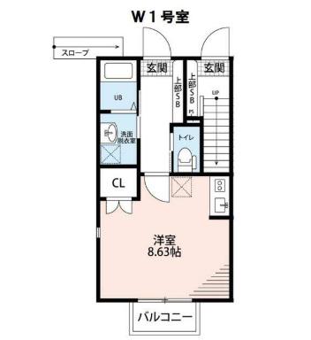 SUPERIORE(ワンルーム/1階)の間取り写真
