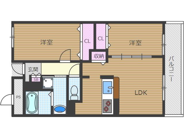 ソレアード(2LDK/1階)の間取り写真
